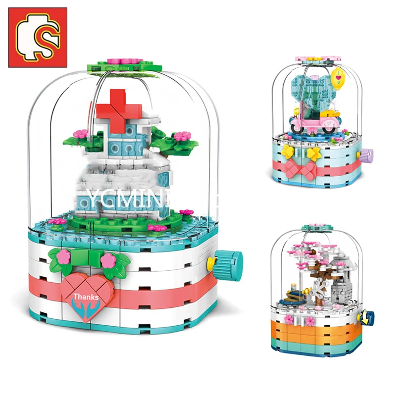 Sembo блок конструктор Модель белый Ангел светильник вращающаяся коробка вишня в