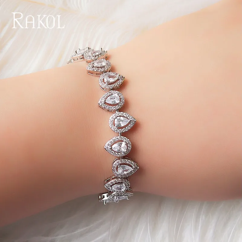Бренд RAKOL роскошный дизайн известный капля воды кубический цирконий свадебные