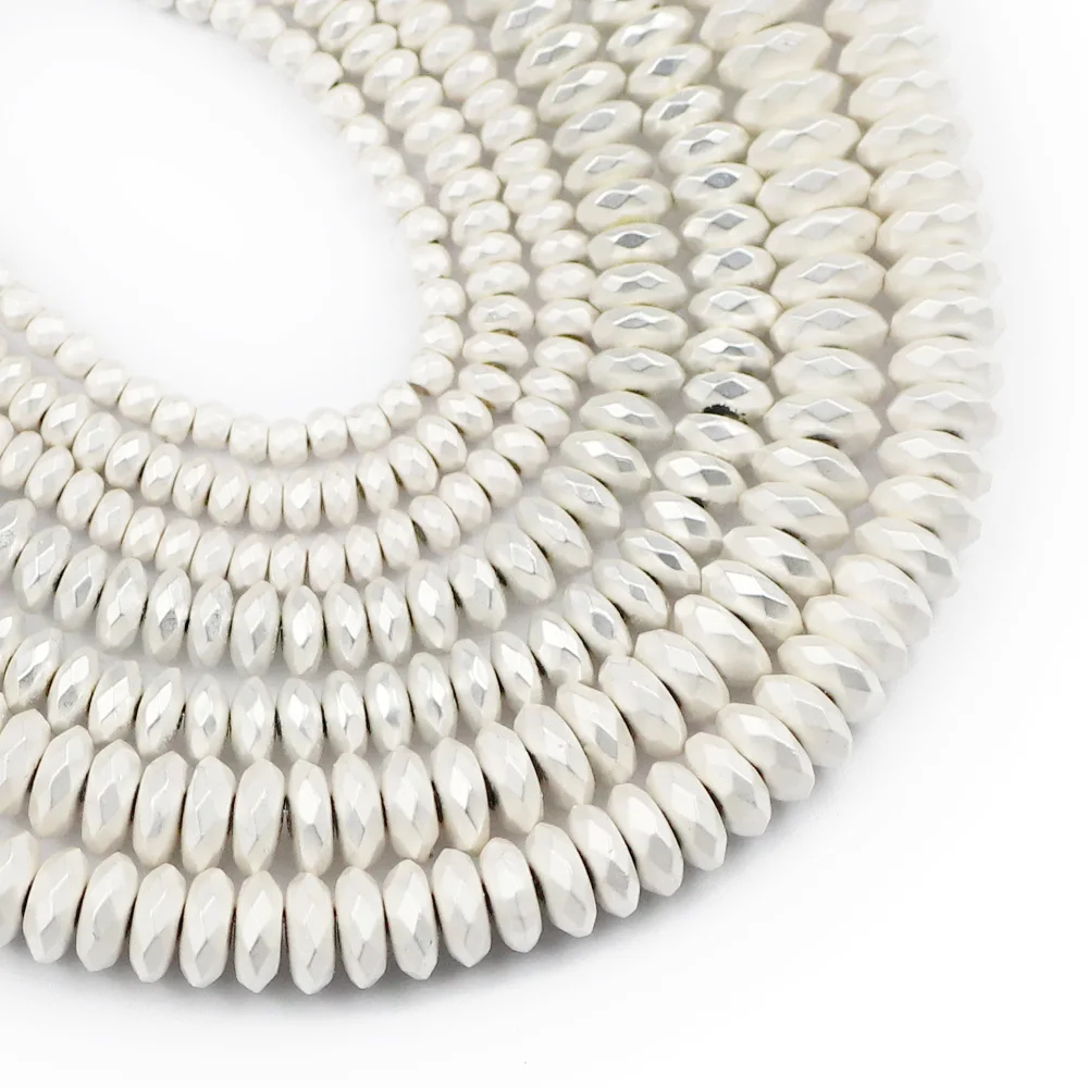 YHBZRET 4/6/8 мм матовые граненые Серебристые гематитовые натуральные камни плоские круглые распорные бусины Свободные браслеты