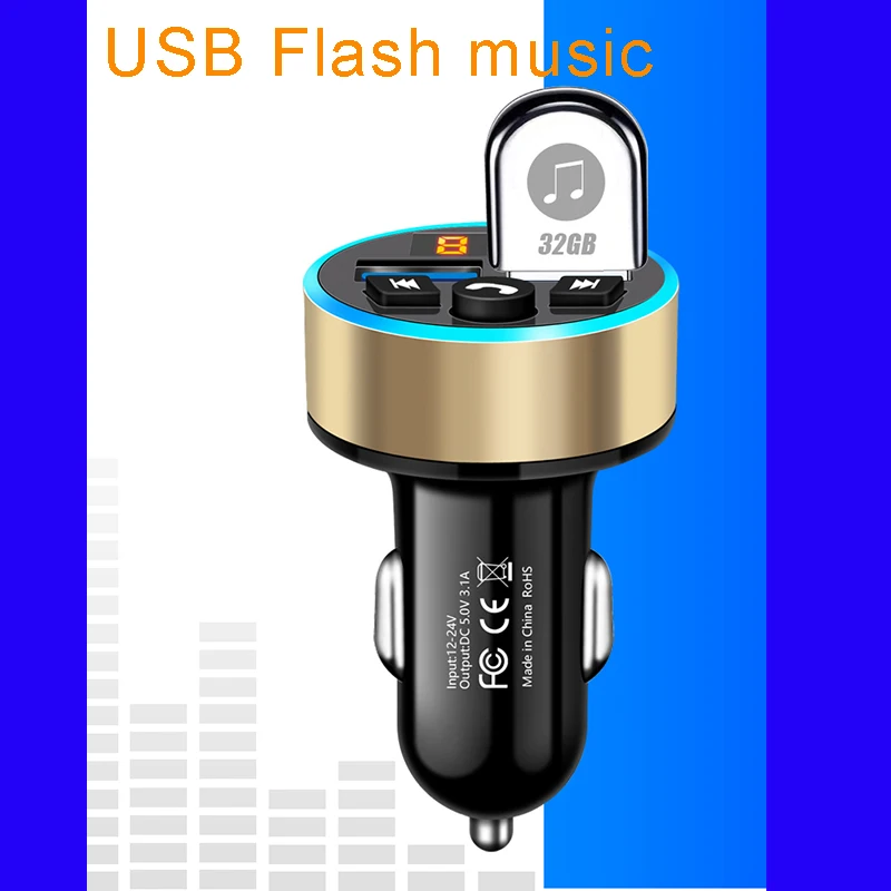 Автомобильный FM модулятор JINSERTA с Bluetooth 5 0 радио 3 1 А USB комплект громкой связи