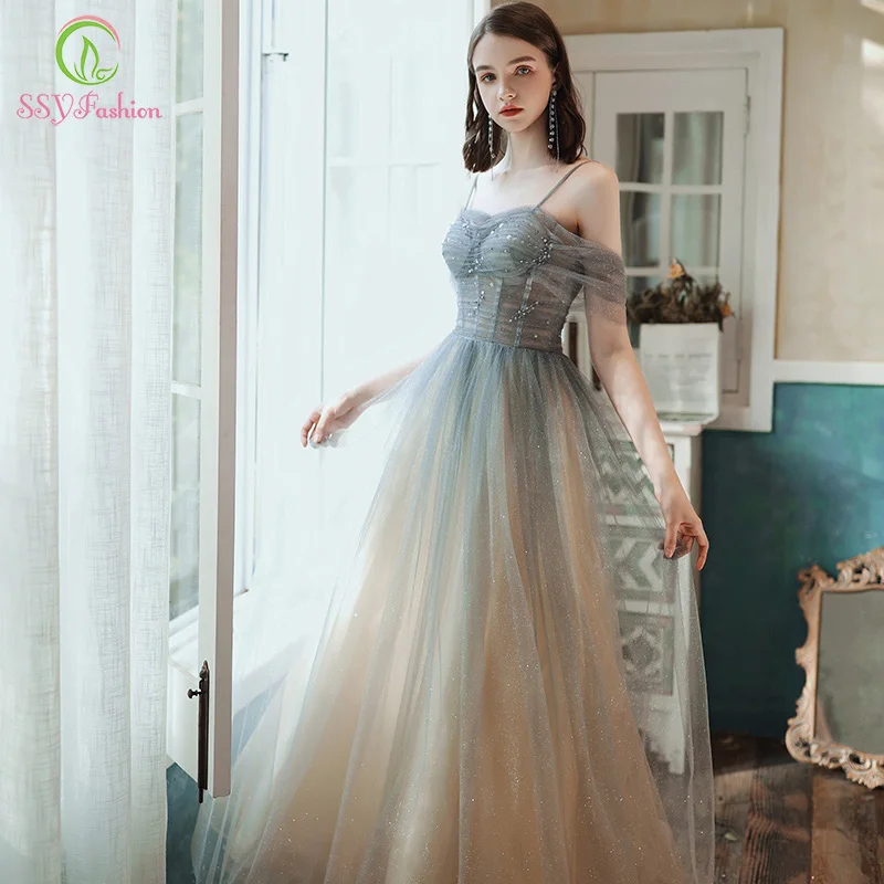 Женское платье с блестками SSYFashion длинное блестящее вырезом лодочкой и