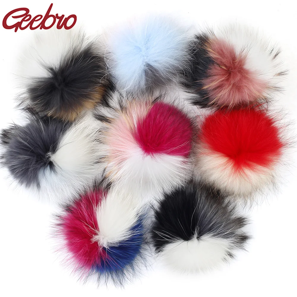 Geebro 15 см помпон енота три цвета пэчворк DIY пушистые меховые шарики для детей