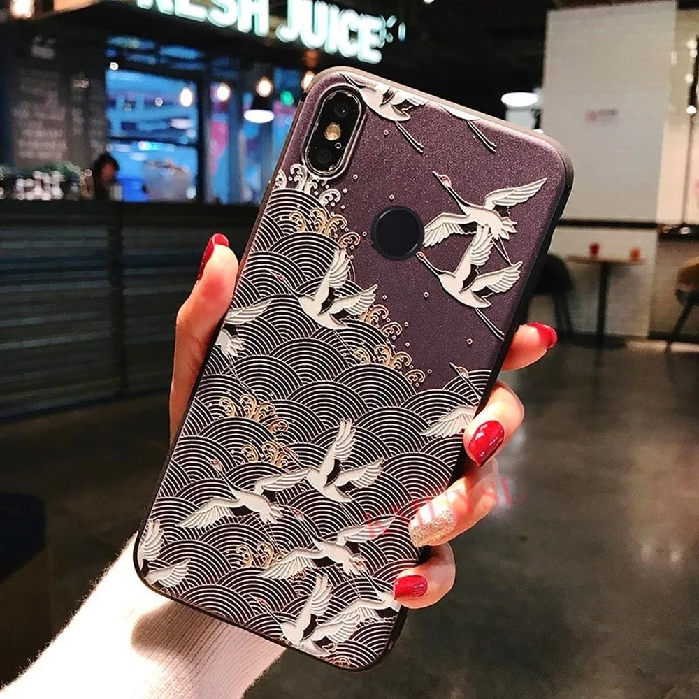 3D рельефный чехол для телефона с цветами Red mi Note 8 Coque 7 Pro 6 6A 4X Мягкий силиконовый 9 A1