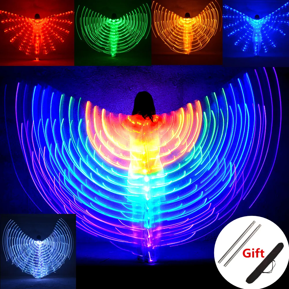 

Belly Dance LED Wings Children Performance Fluorescent Butterfly Isis Wings Belly Dancing Bellydance Carnival Led Costumes Shows