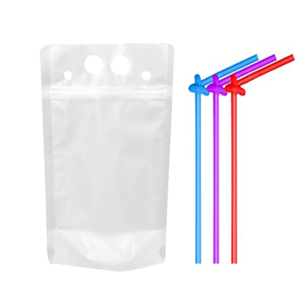 Одноразовые пакеты для напитков прозрачные на молнии сохранения свежести