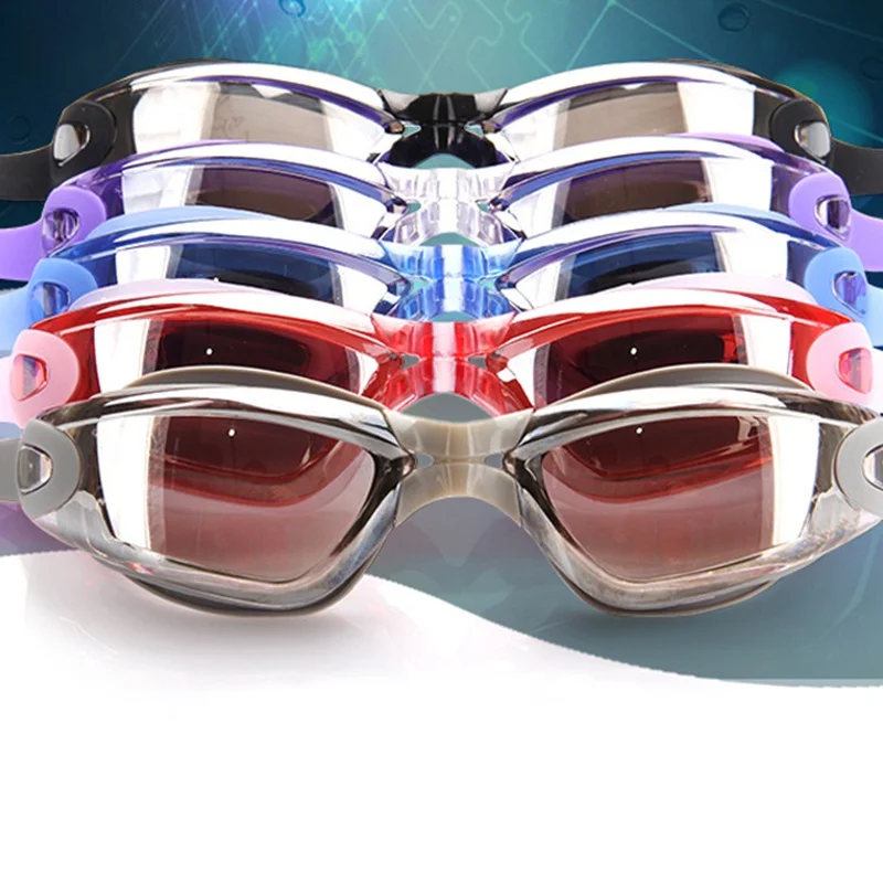 

High Definition Waterproof Anti-fog Glasses Pro Swimming Goggles Electroplated Lens Eyewear With Swim Hat Ear