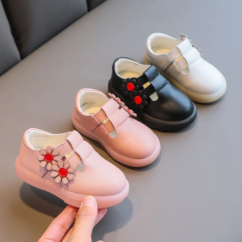 

Flowers Girls' Leather Shoes Princess Shoes Spring Soft-soled Baby Toddler Shoes