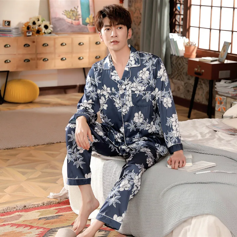 Пижама для сна женский тонкий пижамный комплект шелковая атласная пижама с