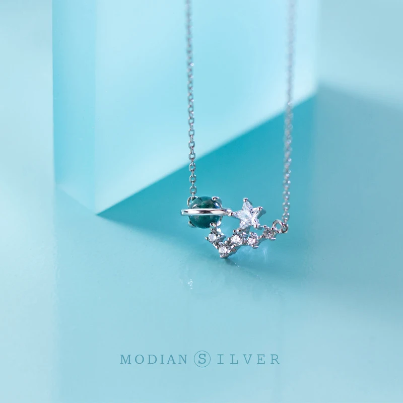 

Modian Original 925 Sterling Silver Round Crystal Stars CZ Necklace Pendant for Women 925 Sterling Silver Jewelry Bijoux