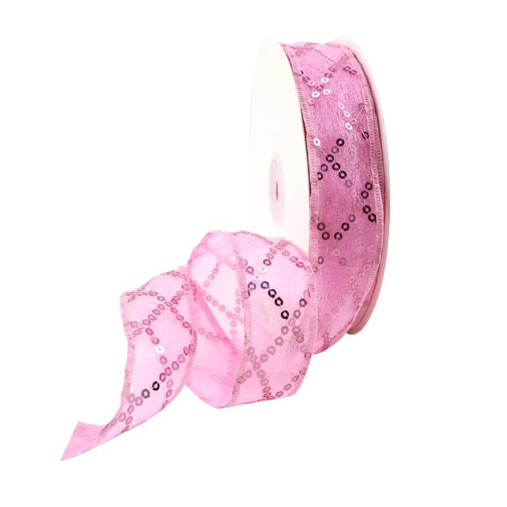 David accessories 48364(42 мм) и 59383(25 мм) газовая лента из органзы с блестками 25 ярдов, материалы ручной работы, 25Yc2546