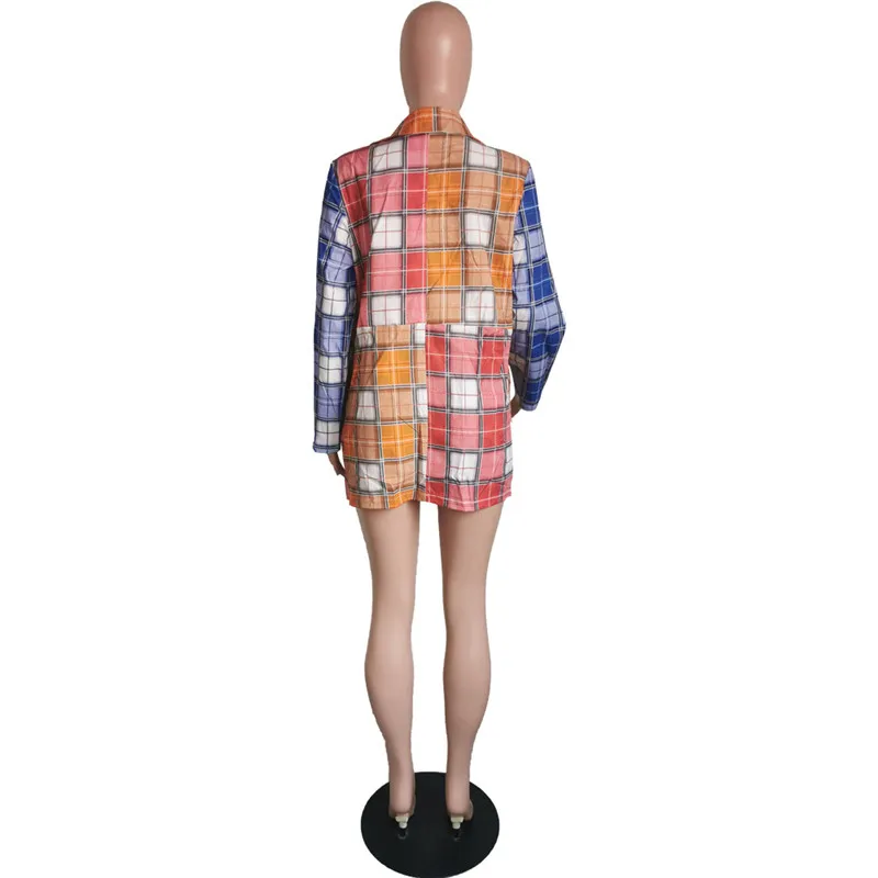 

Oversize Plaid Colar Contrast Women Shirts Tops Long Sleeve Patchwork Spliced Shirt Streetwear Single Breasted Female Summer Top
