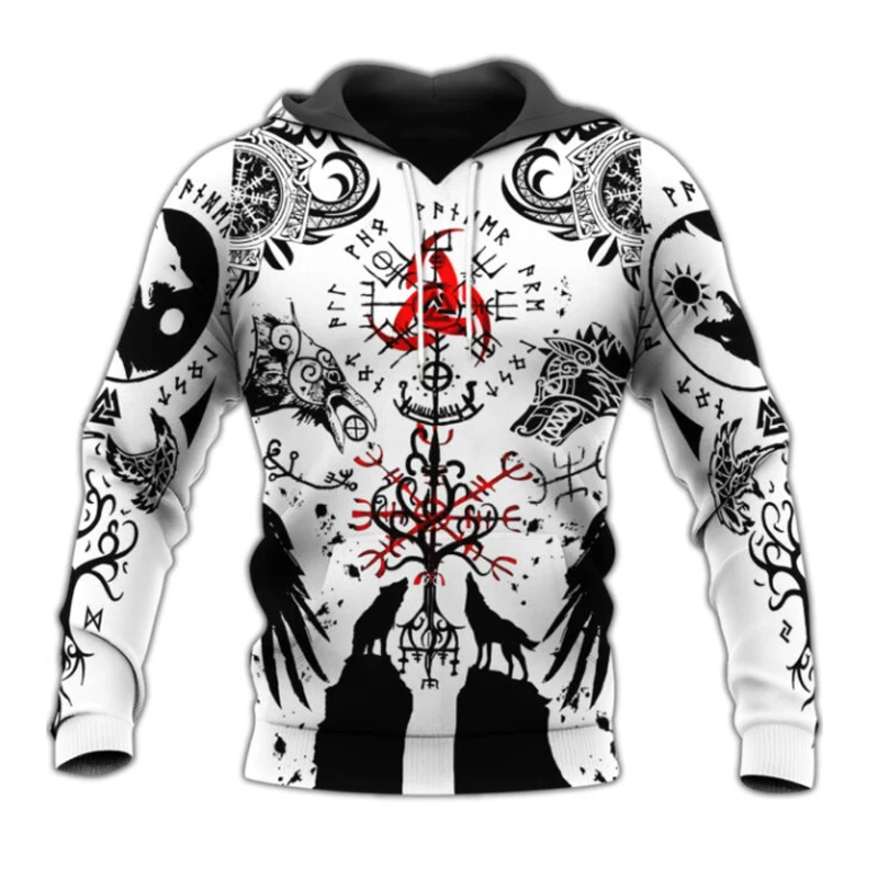 

Модная одежда с 3D-принтом викингов и татуировками, осенне-зимняя модная повседневная толстовка унисекс с капюшоном/Свитшот/куртка на молни...