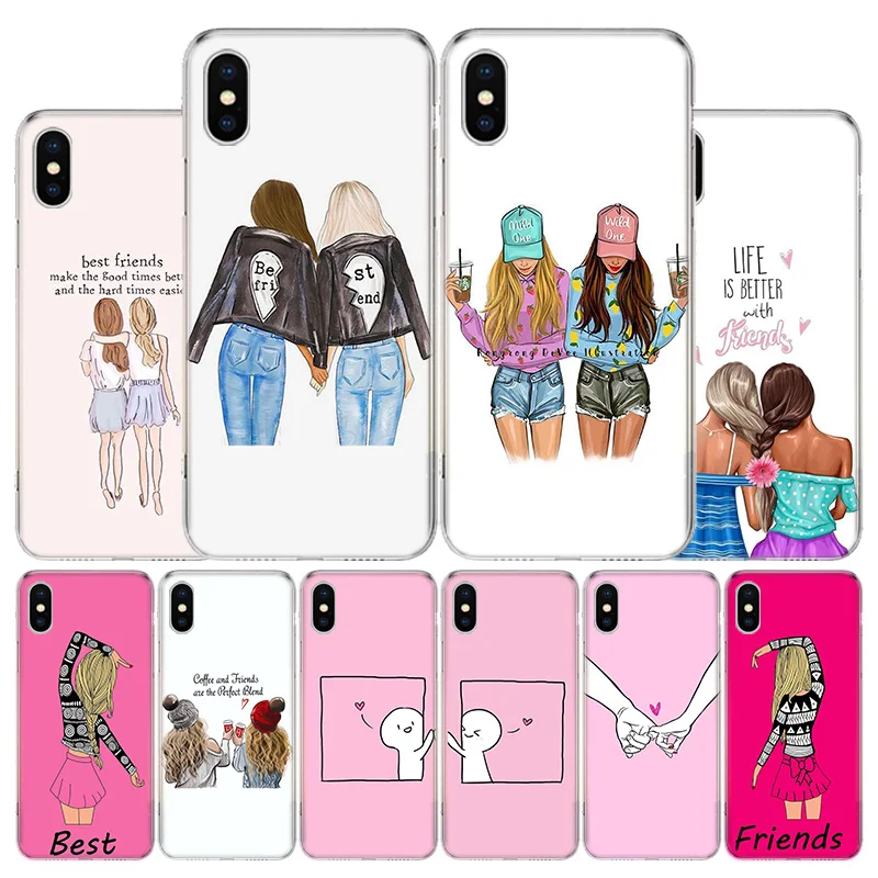 Лучшие друзья BFF сочетающийся телефонный чехол Coque для iPhone 13 12 Mini 11 Pro SE 2020 X XS Max XR 7 8