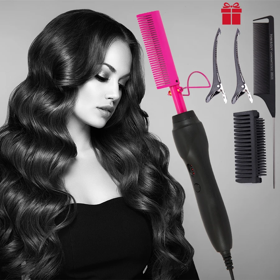 Высококачественная электрическая расческа для завивки и выпрямления волос 2 в 1| |