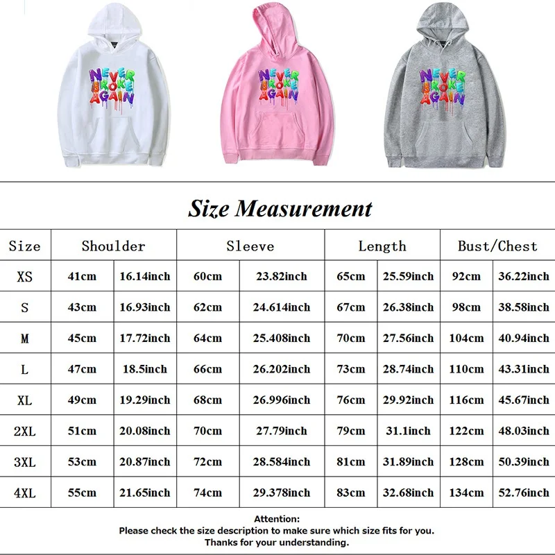 

Never Broken Again Long Sleeve Hoodie Sweatshirt for Men Sudaderas para hombres