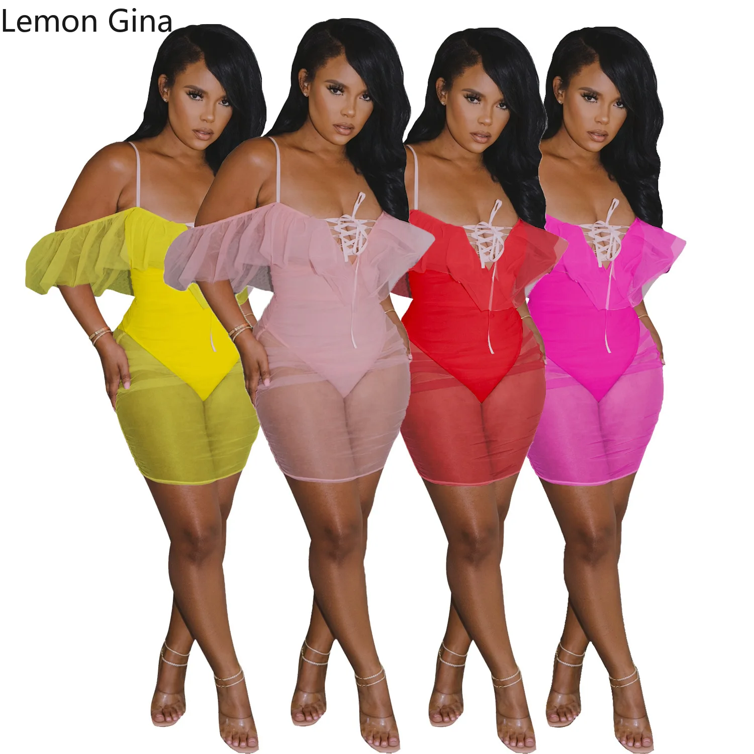 Комбинезон Lemon Gina купальник сетчатая прошивка без рукавов облегающий |