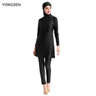 Купальник YONGSEN 2022 для мусульманских девушек, скромный купальный костюм для отдыха, пляжа, купальник из трех предметов в буркине с длинным рукавом