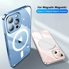 Для iPhone 13 2 Pro Max для For Magsafe Magnetic Магнитный прозрачный защитный чехол 13 12 Mini Поддержка беспроводной зарядки чехол аксессуары