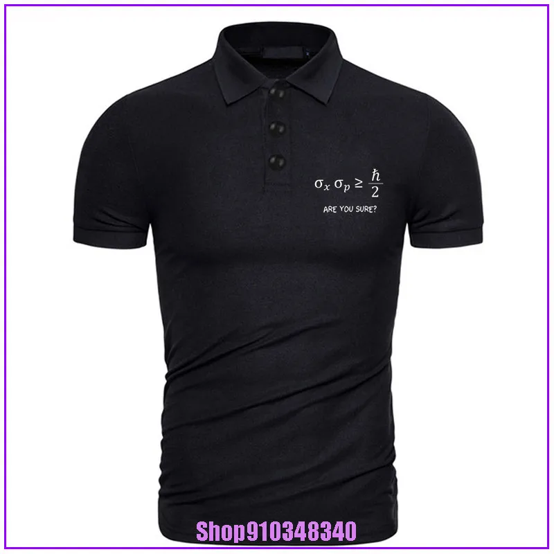 Мужская футболка с коротким рукавом принтом уравнение неопределенности|Поло| |