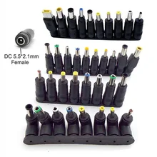 Universal 5.5x2.1mm DC Female to Male AC Power Plug Supply Adapter Tips Connector Kits for Laptop Jack Sets Right Angle