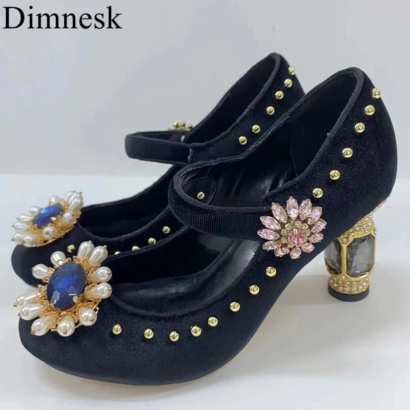 

Туфли стразы женские на высоком каблуке, Роскошные замшевые, с закрытым носком, декор кристаллов, цветы, пикантные вечерние туфли-лодочки