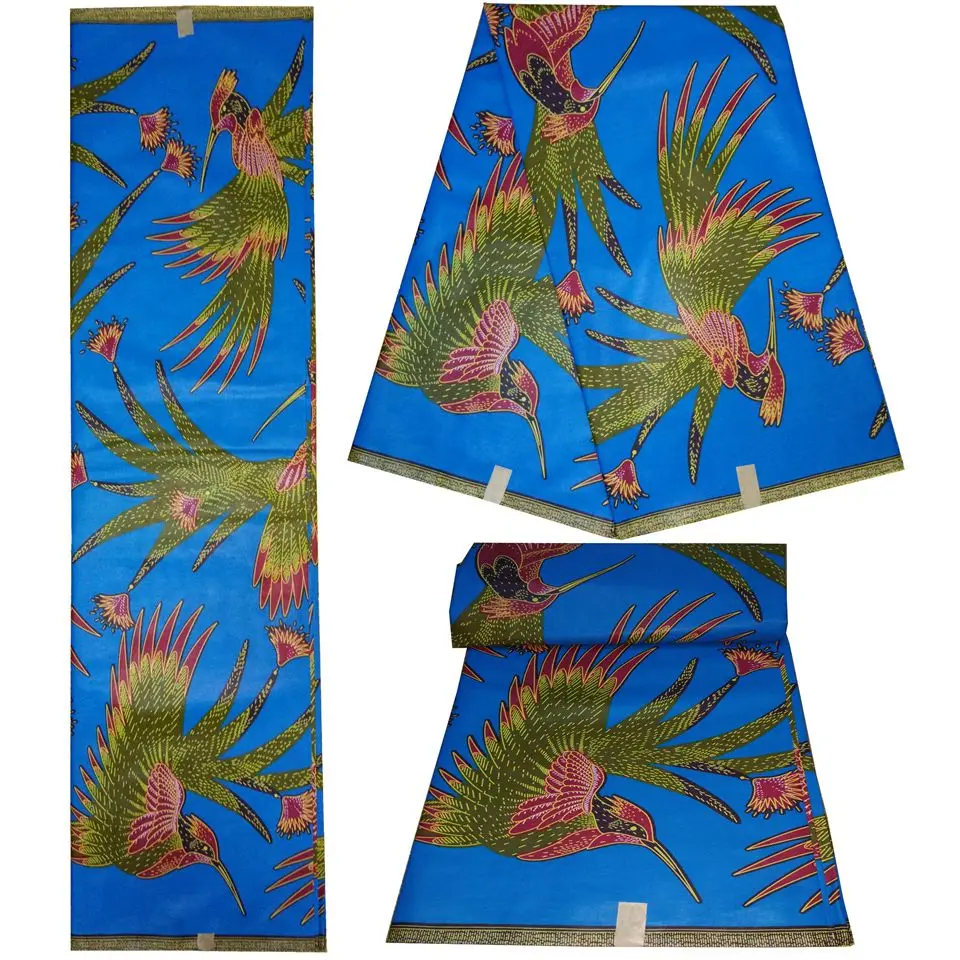 Синий Африканский воск печати настоящий из Анкары восковой ткани птица Феникс