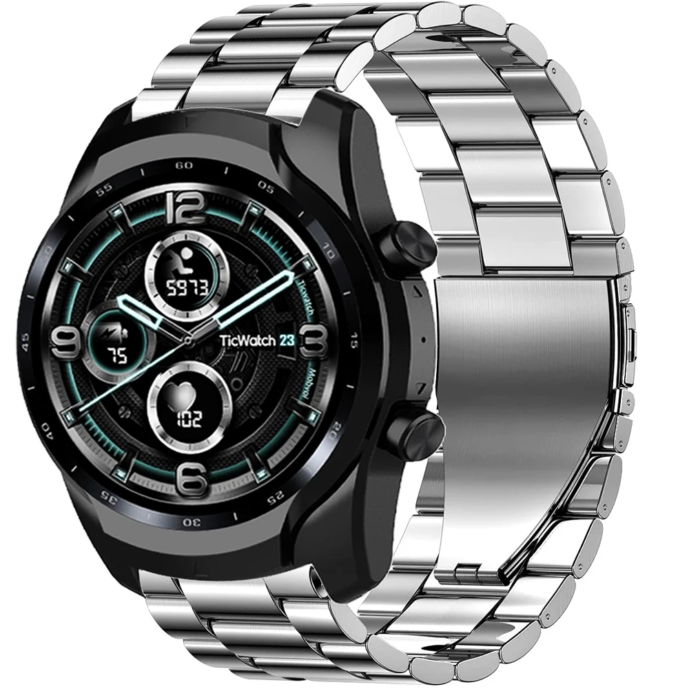 

luxury Strap For Ticwatch Pro 3 GPS 4G/LTE 2020 GTX E2 S2 metal Band For Ticwatch 2/E/C2 wrist belt Replacement Bracelet