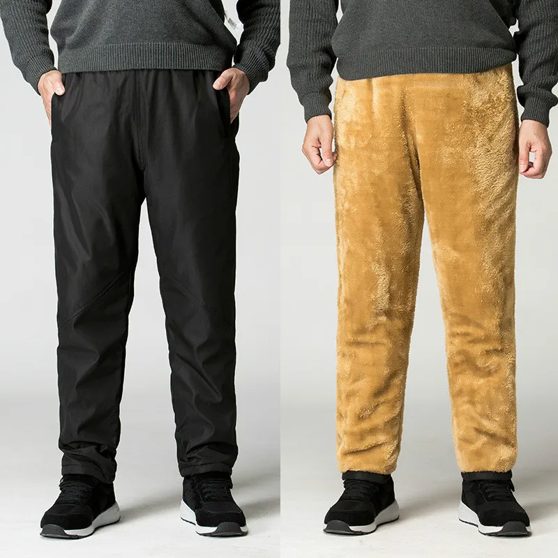 

Winter Large Size Elderly Cotton Pants Men Elastic High Waist Thick Velvet Fluffy Fleece Pants Casual Black Trousers Men 7xl 8xl