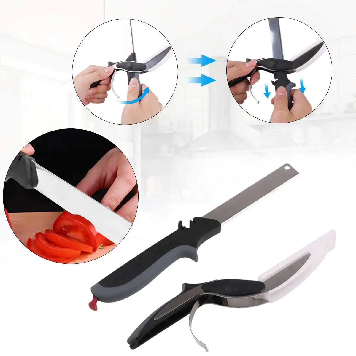 2 в 1 измельчитель для еды нож из нержавеющей стали ножницы овощерезка резак