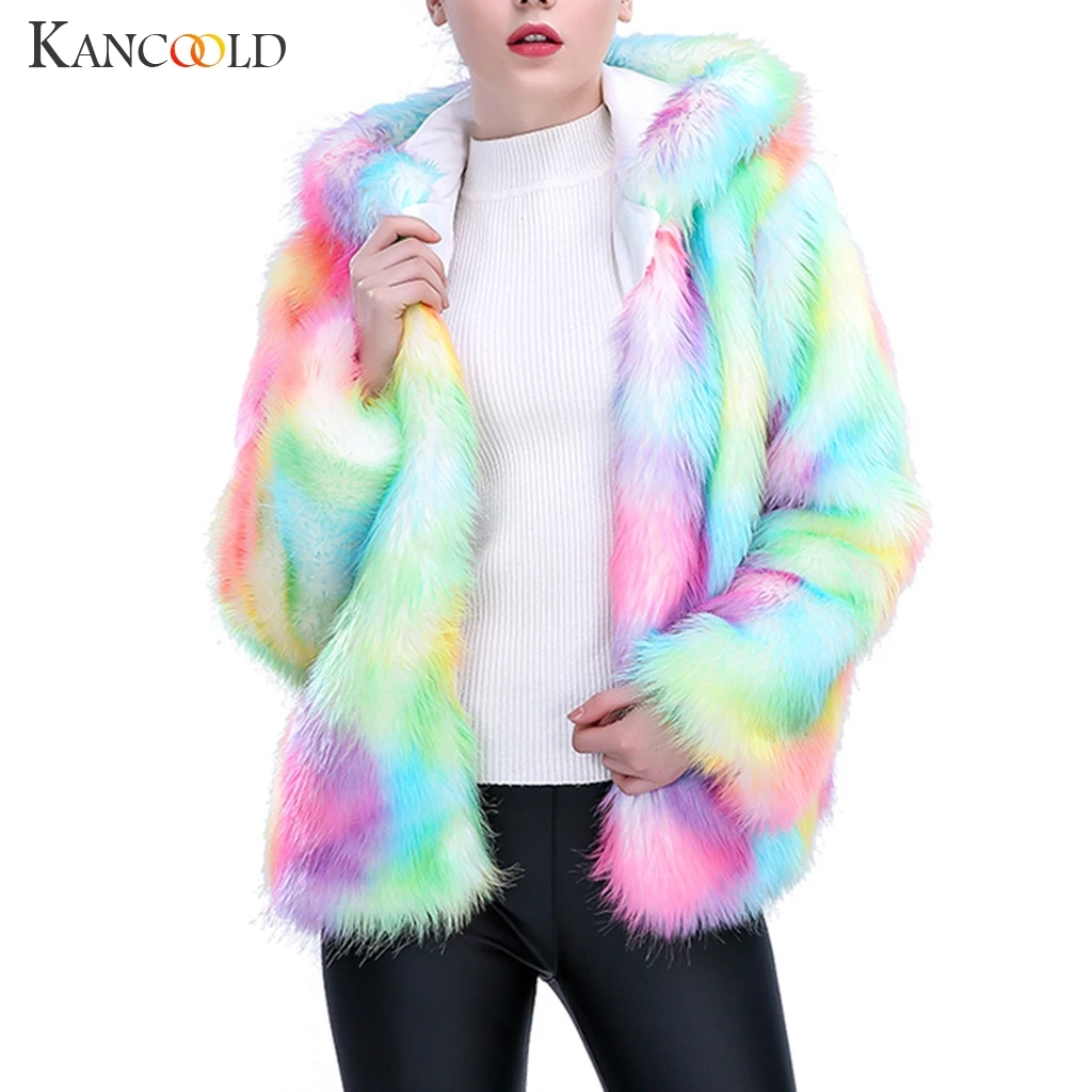 Женское меховое пальто KANCOOLD теплое плотное короткое без воротника с лисьим мехом