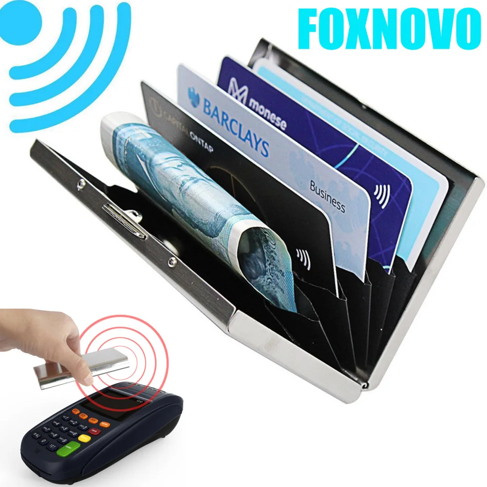 

Ultra Thin Stainless Steel Wallets Blocking Credit Wallet Holder for Men & with 6 PVC Slots