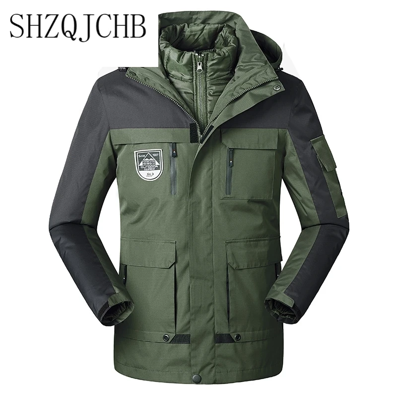 

3-in-1 New Waterproof Ski Jacket Couple's two-piece multi-Pockets winter coat men windbreaker thick warm snow parkas overcoats