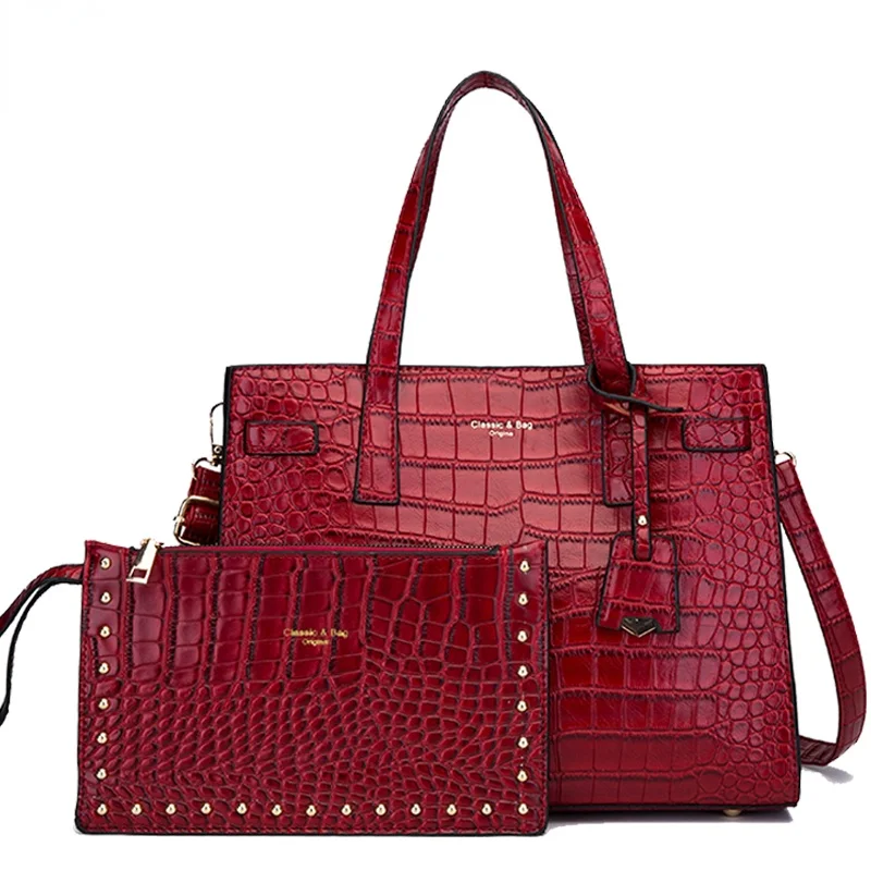 

Luxury Designer Handbag Fashion Shoulder Messenger Bags for Women 2021 New Large Capacity Tote Bag 2 Set Purse And Handbags