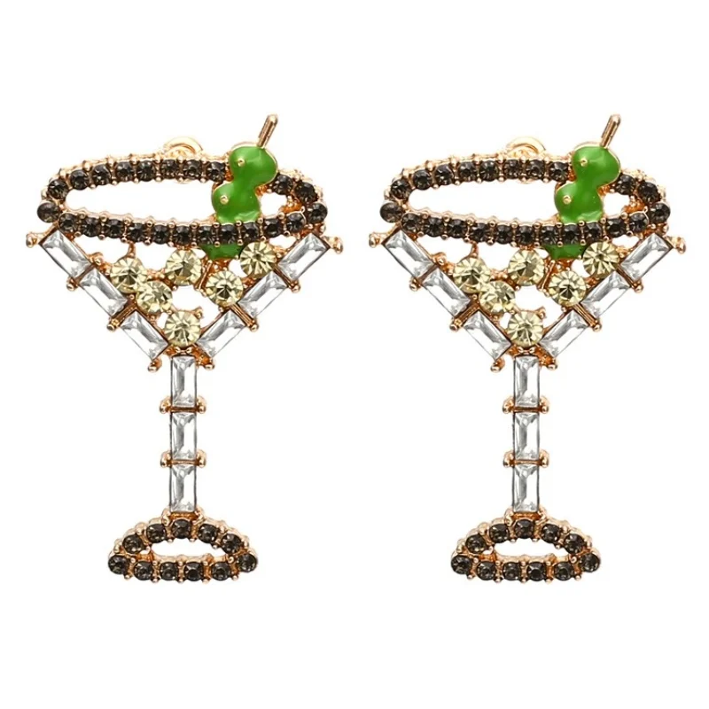 

Fashion Rhinestone Cocktail Glass Earrings for Woman Party Casual