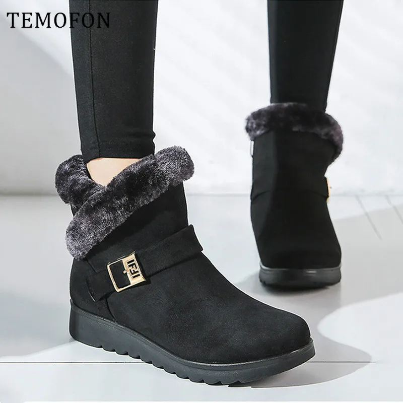 Зимние сапоги для женщин меховые женские ботильоны на платформе замшевые Теплые