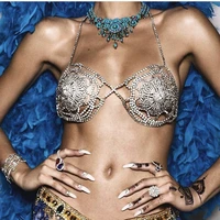 new design round rhinestone body chain bra harness sexy bikini bra necklace for women luxury crystal bra statement body jewelry