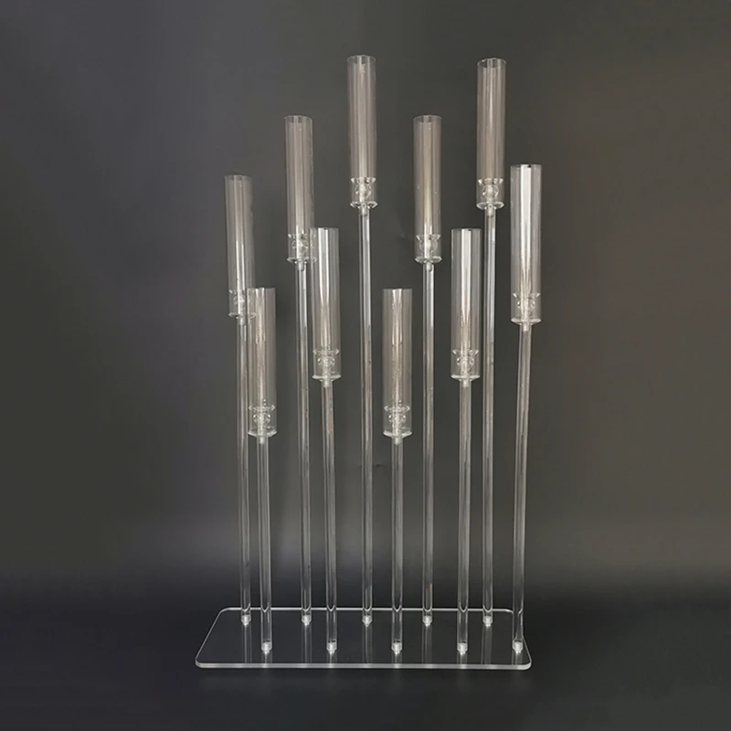 

Acrylic Candelabra All Clear Candle Holders Wedding Candlesticks Table Centerpieces Flower Stand Holder Big Candelabrum IM846