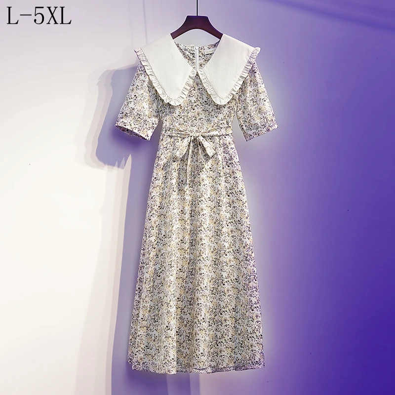 

Plus Size Summer Print Floral Women Dress Loose Casual Oversized Korea Style Dress Woman Fashion Ladies Mujer Femme Dress 2021