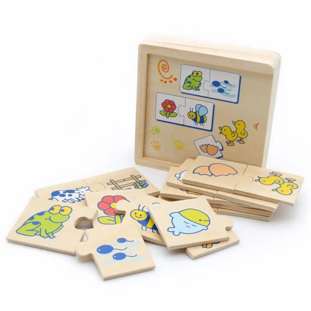 

Kids Wooden Animal Food Blocks Jigsaw Puzzle Matching Game Toddler Early Educational Cognition Toy Gift
