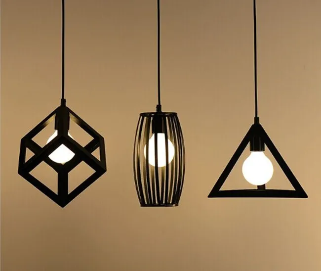 

Vintage retro pendant lights lamp metal cube cage lampshade lighting hanging light fixture