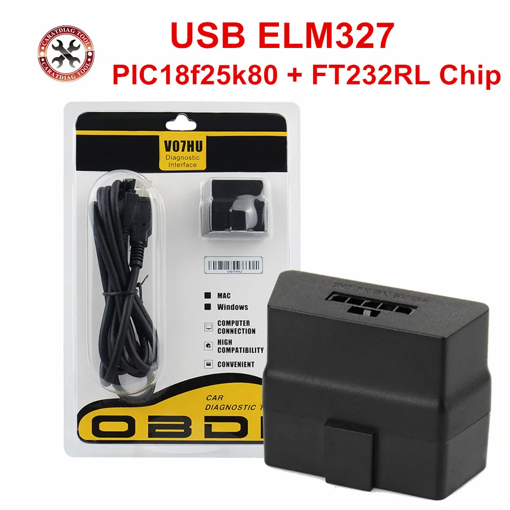 USB ELM327 V1.5 V07HU with PIC18f25k80 + FT232RL Chip RS232 Port On PC ELM 327 Car Diagnostic Tool For OBD2 Protocols | Автомобили и
