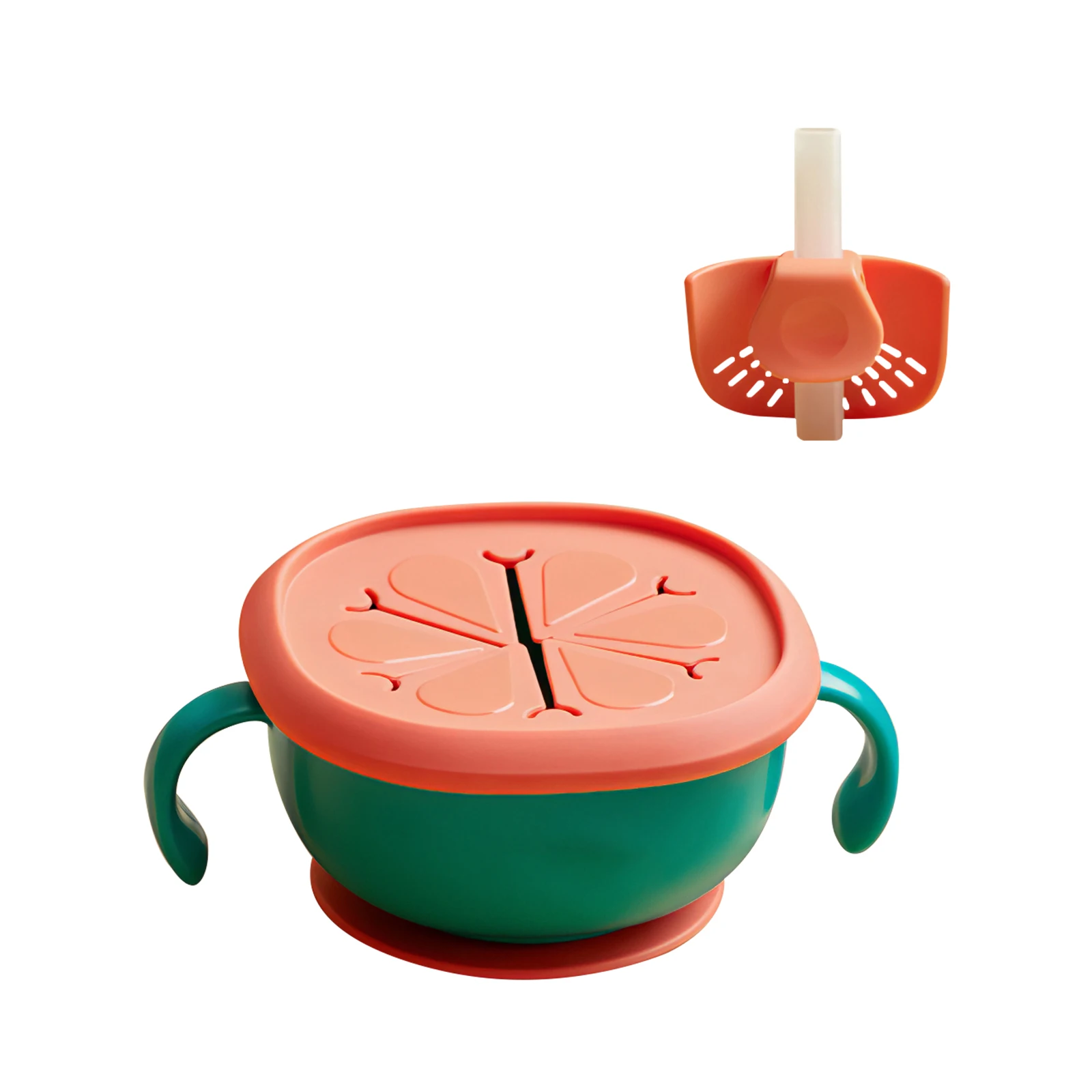

3-in-1 Baby Bowl with Cover High Temperature Resistant Infant Straw Bowl Snack Bowl Suction Cup Bowl with Handles for Home
