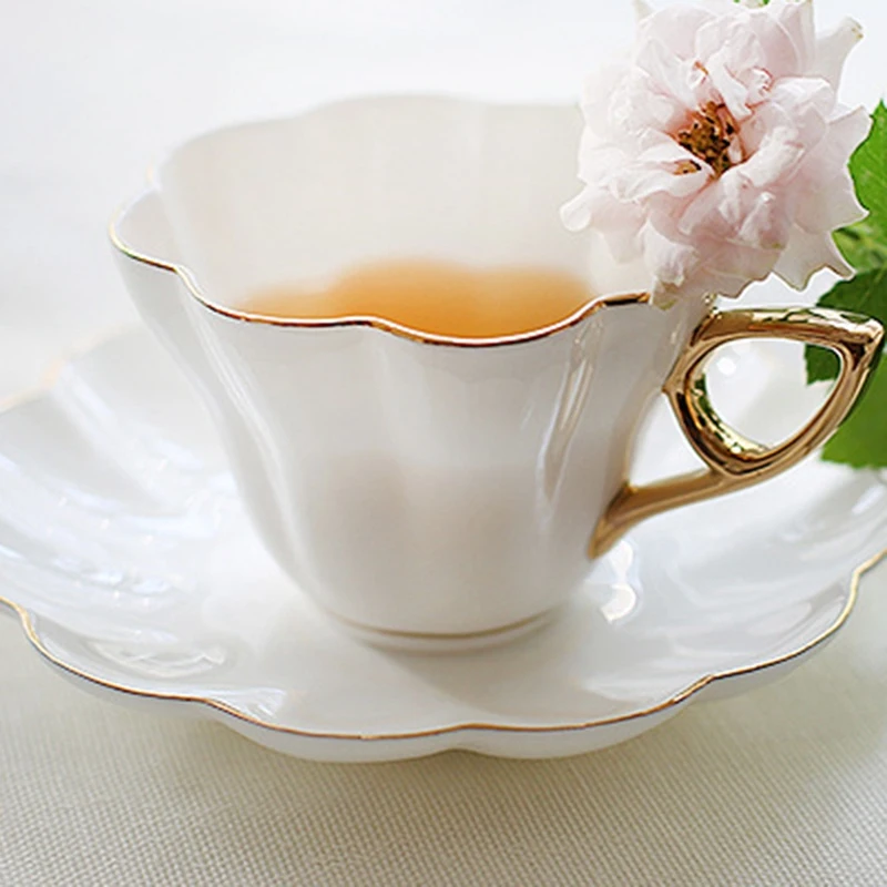 Элегантный цветочный костяной фарфор чайная чашка блюдце набор керамическая