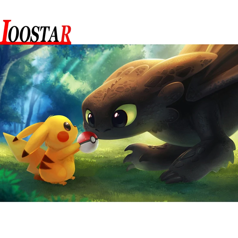 5d алмазная вышивка с изображением дракона и Пикачу квадратная круглая крестом