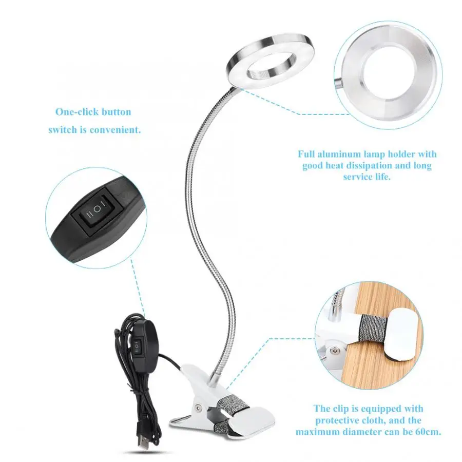 Настольная лампа USB круг макияж лампа брови губы татуировки салон красоты настольные светодиодные фонари с полным алюминиевым держателем лампы татуировки доступа