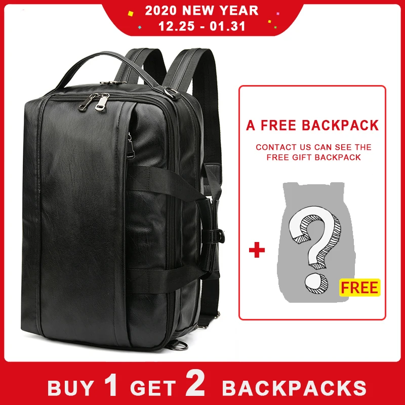 Купить 1 получить 2 черный кожаный рюкзак мужские винтажные сумки для школы
