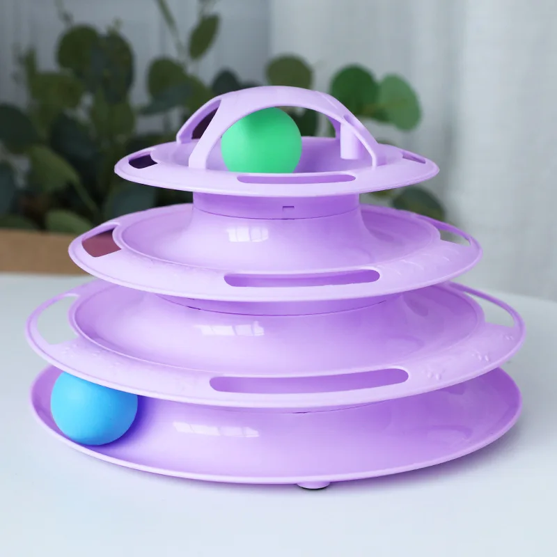

Four Levels Pet Cat Toy Funny Tower Tracks Disc Training Intelligence Amusement Plate Cat Ball Toys for Cats Kitten Pet Supplies