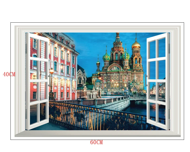 Настенная Наклейка в русском стиле/Настенная s Windows View замок 3D обои для гостиной