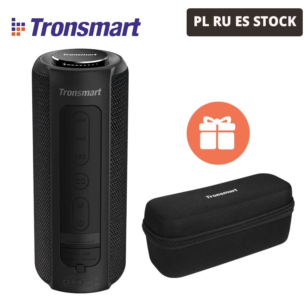 Tronsmart-Altavoz portátil modelo Element T6 Plus con Bluetooth y TWS, accesorio para escuchar música pequeño para exteriores, TF/SD, 40 W, 15 horas de autonomía, en existencia