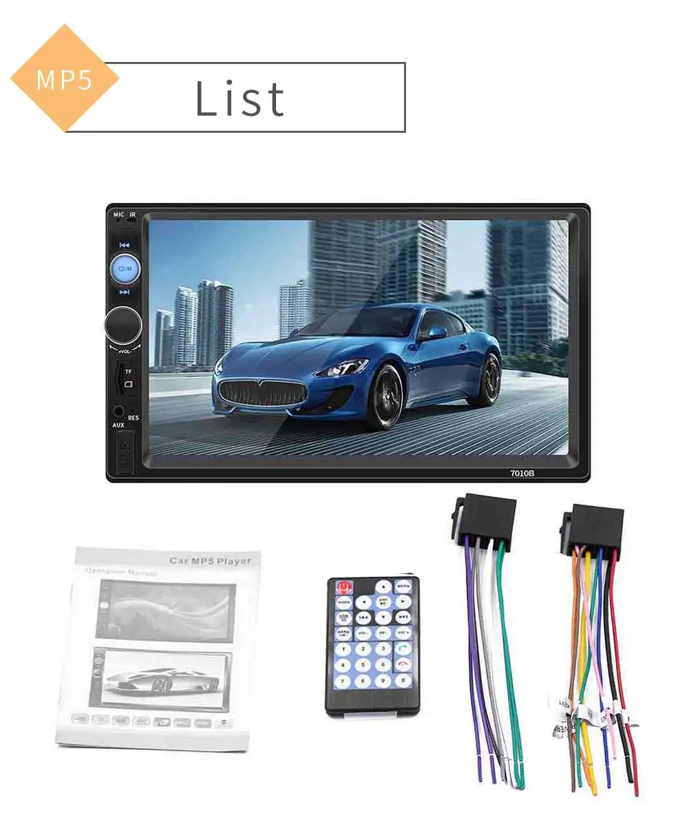 

7010B 7 inch Double Ingot HD Android iPhone Connected Car MP5 Player Bluetooth Reverse Control Integrated Machine Dropshipping